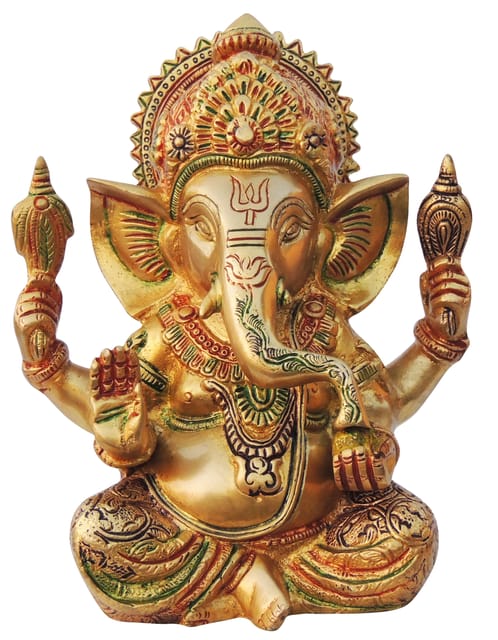 Brass Showpiece Ganesh Ji Statue - 7*4*8.5 Inch (BS668 Y)