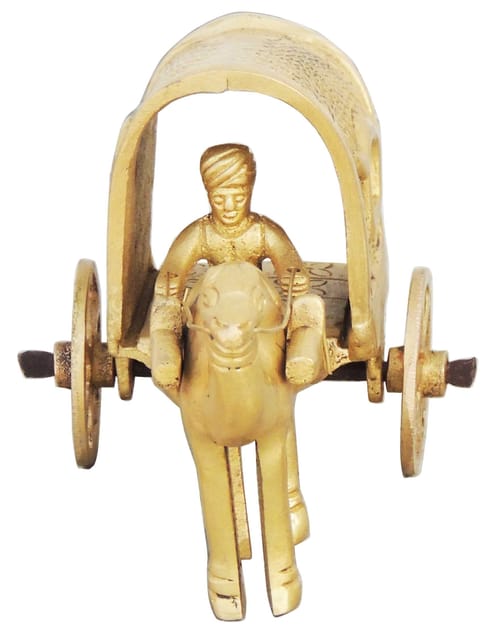 Brass Showpiece Camel Cart Roof Statue - 5*2.5*3 Inch (BS087)