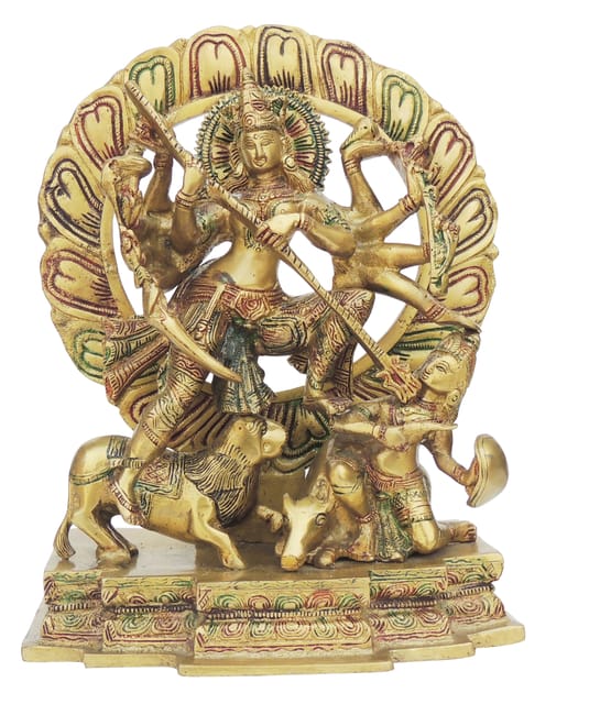 Brass Showpiece Mahishasur Vardhini Statue - 9.5*5*12 Inch (BS1105 A)