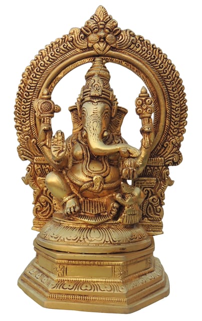 Brass Showpiece Ganesh Circle  Statue - 6.2*3.5*9.6 Inch (BS1325 G)
