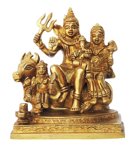 Brass Showpiece Shiv Parivar God Idol Statue - 5.2*3.5*6 Inch (BS1386 F)