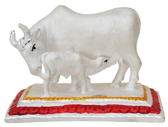 Pure Silver Cow with Calf Statue - Chandi ka Gaye Bachda - 999 Hallmarked  Silver Statue- 3.1*2.1*2.1 Inch, 35.8 gm (SL001 B)