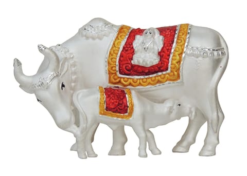 Pure Silver Cow with Calf Statue - Chandi ka Gaye Bachda - 999 Hallmarked  Silver Statue- 5.2*2.3*3.5 Inch , 88.5  gm (SL006 A )