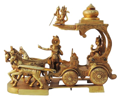 Brass Showpiece Arjun Rath Statue - 16*8.5*14 Inch (BS070 X)