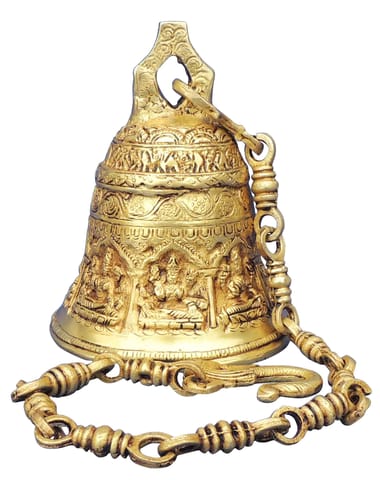 Brass Showpiece Bell With Chain God Idol Statue - 5.5*5.5*7 Inch (BS1372 C)