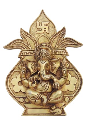 Brass Showpiece Wall Hanging Ganesh Statue - 7.5*1.5*10 Inch (BS1366 D)