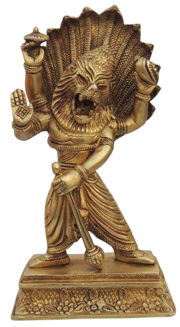 Brass Showpiece Narsingh Bhagwan God Idol Statue - 6*3.2*11 Inch (BS1286 D)