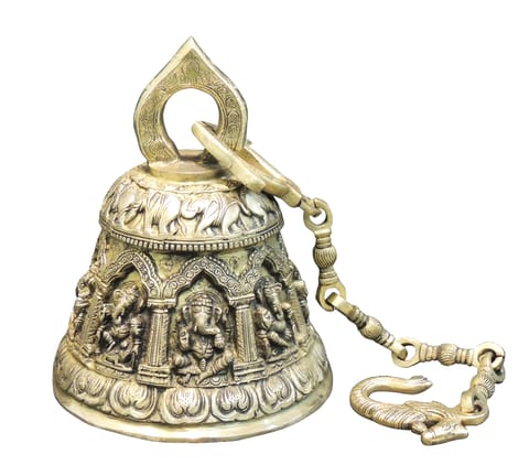 Brass Wall Hanging Temple Bell, Ghanta - 10.5*10.5*13 Inch (BS1372 F)