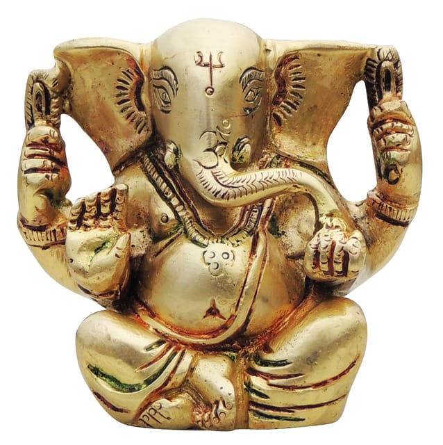 Brass Showpiece Ganesh Ji Statue - 3.6*1.6*3.5 inch (BS1241 G)