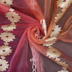 Organza Double tone Gota Patti Floral Stripes Embroidery - KCC162555