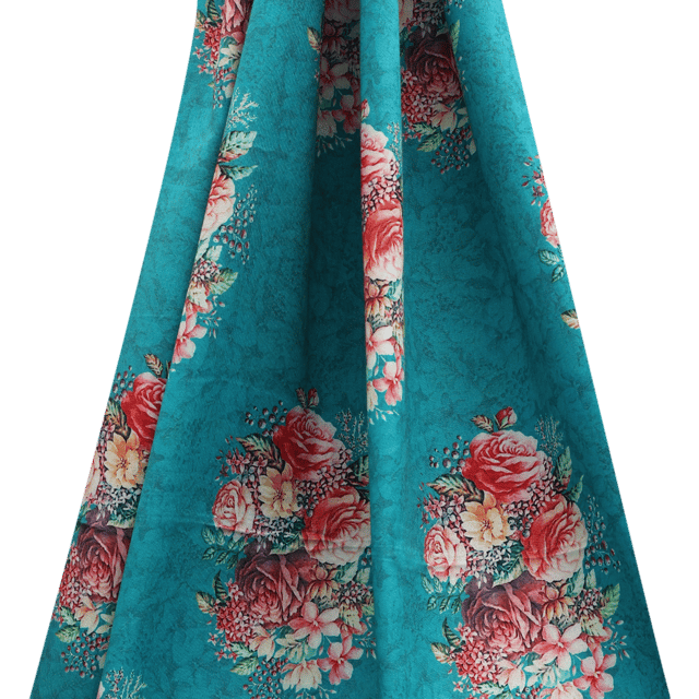 Pashmina Floral  Print - Ocean Blue - KCC23917