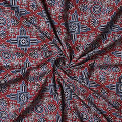 Cotton Traditional Pattern Kalamkari Print - Maroon - KCC132857