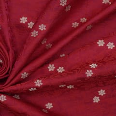 Pure Brocade with floral foil work - Red - KCC154846