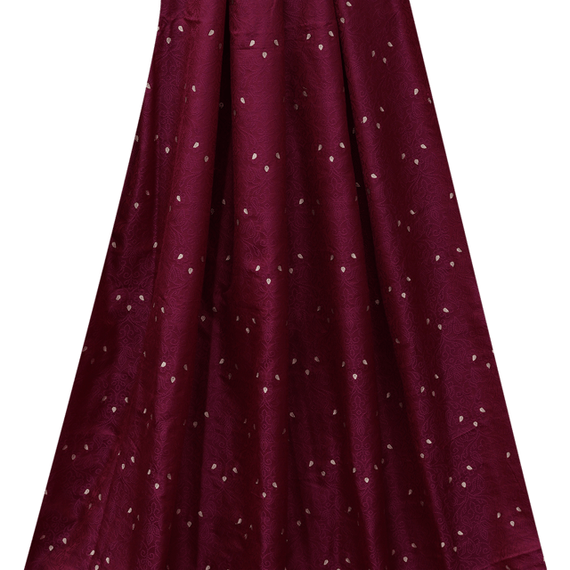 Pure Brocade with foil work - Maroon - KCC154848