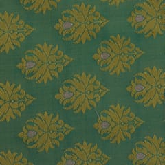 Pure Brocade with yellow colour self silver foil boota work - Green - KCC154847