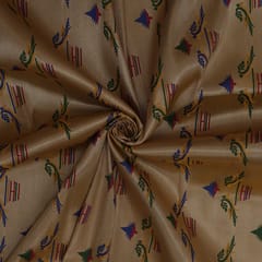Semi Brocade with traditional  pattern - Beige - KCC154406