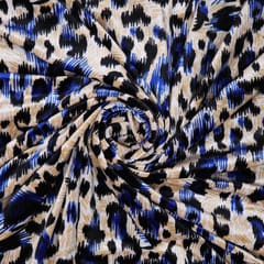 Velvet Lycra Blue Tiger Print - KCC96785