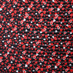 Black and Red Little Hearts Lycra Velvet -  KCC127750