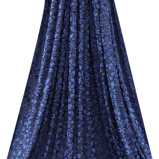 Floral Brasso Velvet - KCC96408 - Navy Blue