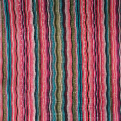 Chinon  Multi - Colored Stripes Print with sequins and thread Embroidery - KCC111601