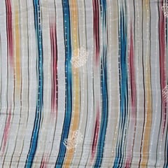 Chinon Multi- Colored StripesPrint with Sequins and Thread Embroidery - KCC113722