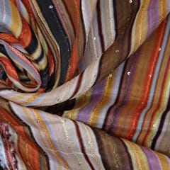 Chinon Multi - Colored Stripes Print Embroidery - KCC111614