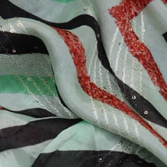 Chinon Multi - Colored Stripes Print Embroidery
