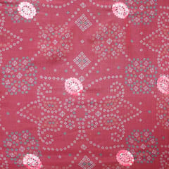 Organza Floral Bandhani Print Embroidery -  Pink - KCC165029