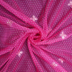 Organza Bandhani Print Embroidery - Magenta Pink - KCC165034