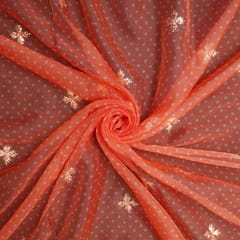 Organza Bandhani Print Embroidery - Orange - KCC165033