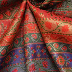 Mukti - colored Traditional pattern Stripes Semi Brocade - KCC156338