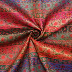 Mukti - colored Traditional pattern Stripes Semi Brocade - KCC156338