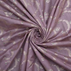 Semi Brocade with traditional pattern Light Golden Zari Work - Lavender - KCC155814