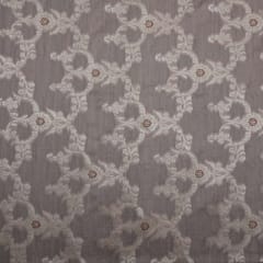 Semi Brocade traditional pattern Dim Golden Zari Work -  Grey - KCC155834