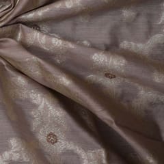 Semi Brocade traditional pattern Dim Golden Zari Work -  Grey - KCC155834