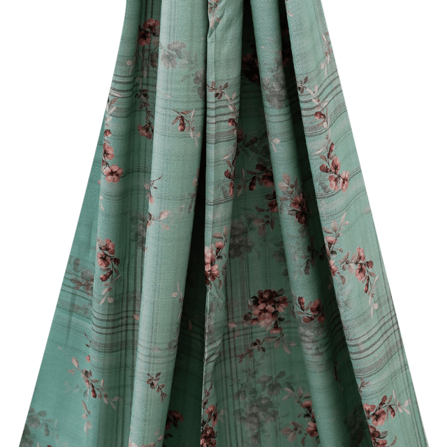 Pashmina Stripe and Floral Print - Mint Green - KCC116478