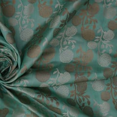 Tanchoi Silk with Silver and Copper Zari work  -  Aqua Blue -  KCC153674