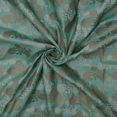 Tanchoi Silk with Silver and Copper Zari work  -  Aqua Blue -  KCC153674