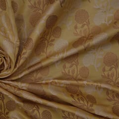 Tanchoi Silk with silver and Copper zari work - yellow - KCC153675