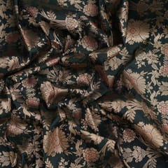 Brocade- Floral Copper Zari Work - Black - KCC153631