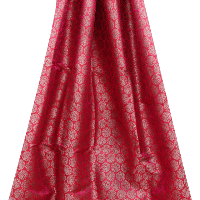 Pure Brocade with traditional Pattern Copper Zari Boota  - Magenta Pink - KCC167225