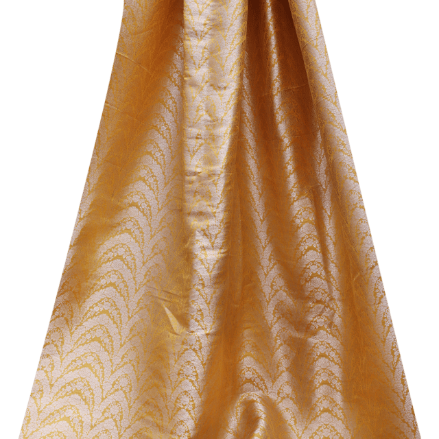 Pure Brocade Traditional Pattern Light Golden Zari Work  - Mustard Yellow  - KCC167242