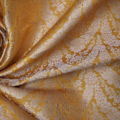 Pure Brocade Traditional Pattern Light Golden Zari Work  - Mustard Yellow  - KCC167242
