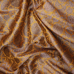 Pure Brocade Traditional Floral Copper Zari work  - Mustard Yellow - KCC167238