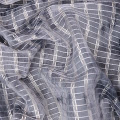 Organza Black White tie and Dye Stripe Print Embroidery - KCC167610