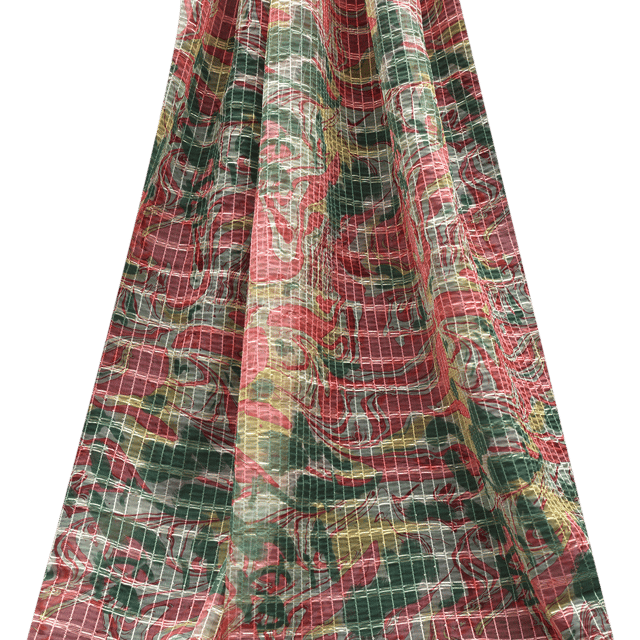 Organza Multi- Colored Stripe Print Embroidery - KCC167615