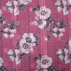 Mulmul Floral Print Embroidery - Onion Pink - KCC139674