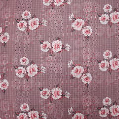 Cotton Bludsh Pink Floral  Print Embroidery -  KCC138234