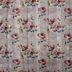 Mulmul Floral Print Embroidery - Cream - KCC139665