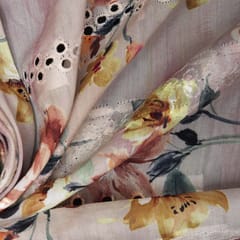 Mulmul Floral Print Embroidery - Cream - KCC139665